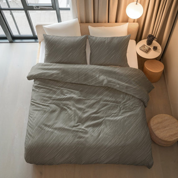 100% Cotton Duvet Cover Set Mellow Stone | Grey | Double - 200cm (W) x 200/220cm (L) - The Bedding & Blankets Store