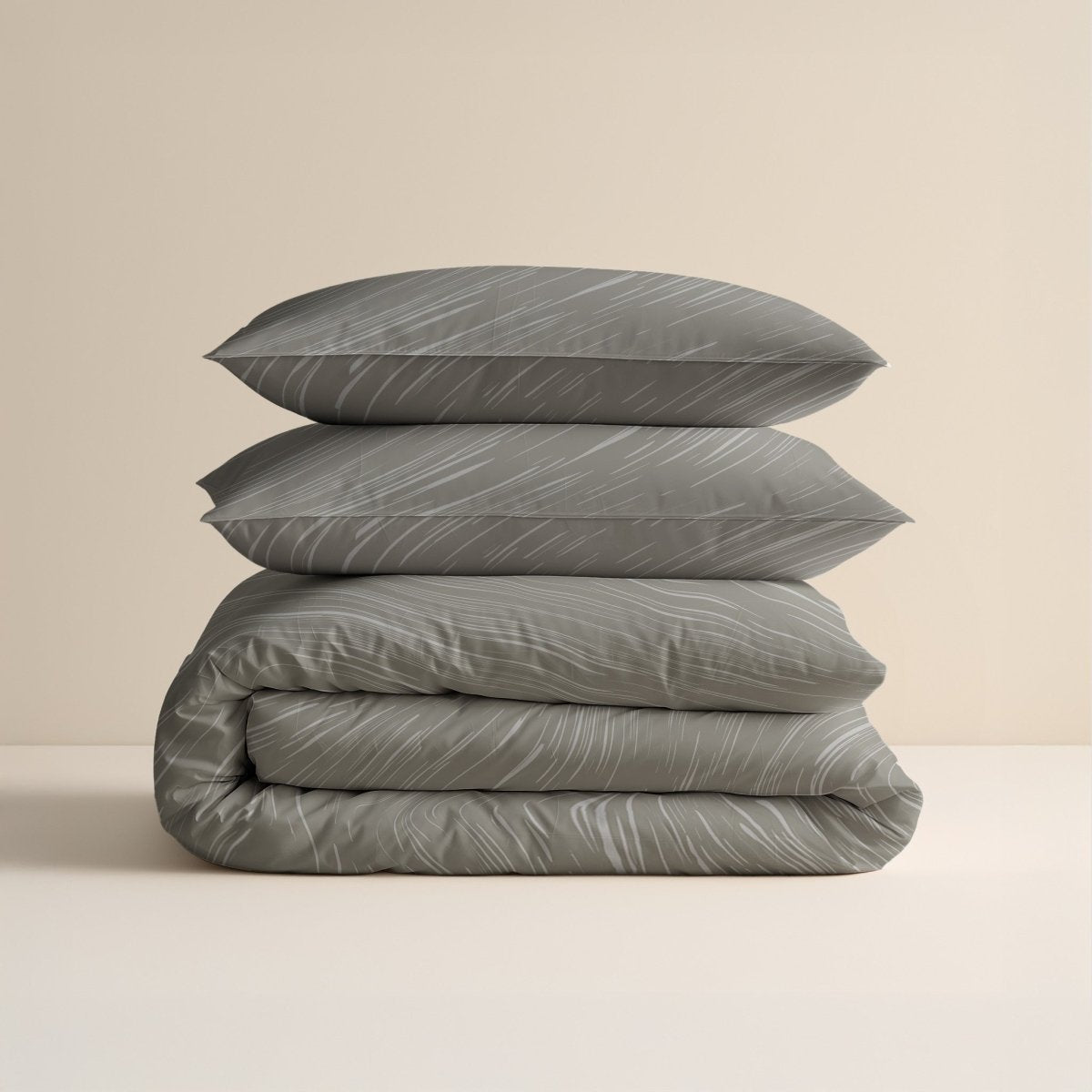 100% Cotton Duvet Cover Set Mellow Stone | Grey | Double - 200cm (W) x 200/220cm (L) - The Bedding & Blankets Store