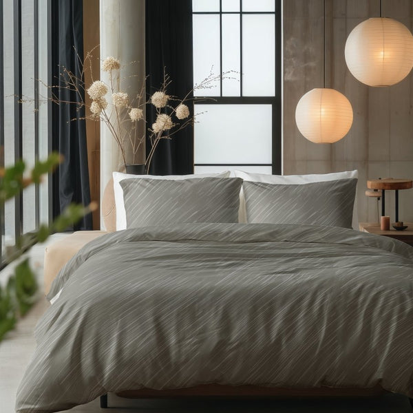 100% Cotton Duvet Cover Set Mellow Stone | Grey | Double - 200cm (W) x 200/220cm (L) - The Bedding & Blankets Store
