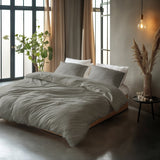 100% Cotton Duvet Cover Set Mellow Stone | Grey | Double - 200cm (W) x 200/220cm (L) - The Bedding & Blankets Store