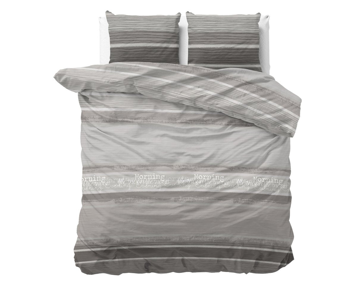100% Cotton Duvet Cover Set Morning | Grey | Double - 200cm (W) x 200/220cm (L) - The Bedding & Blankets Store