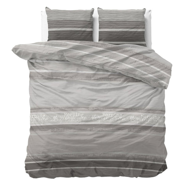 100% Cotton Duvet Cover Set Morning | Grey | Double - 200cm (W) x 200/220cm (L) - The Bedding & Blankets Store