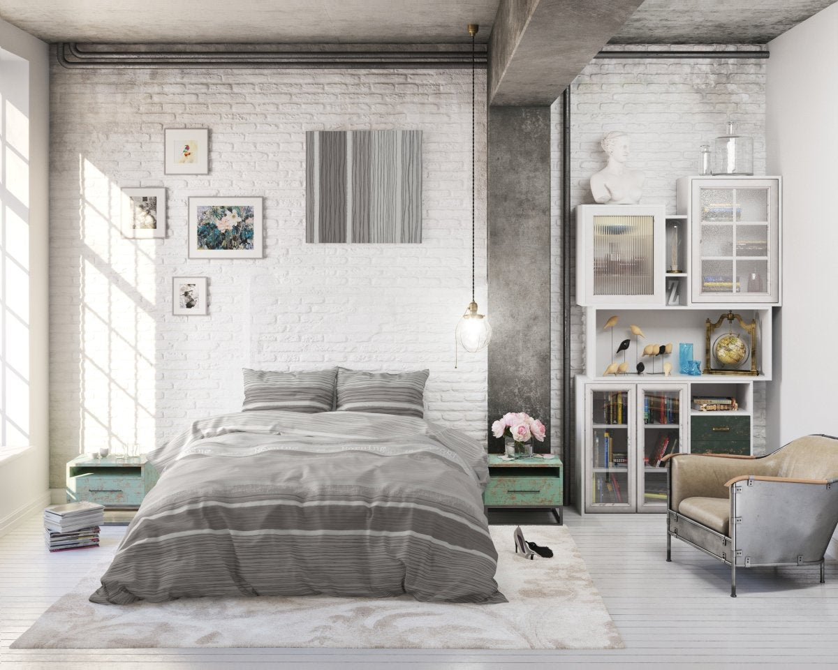 100% Cotton Duvet Cover Set Morning | Grey | Single - 135cm (W) x 200/220cm (L) - The Bedding & Blankets Store