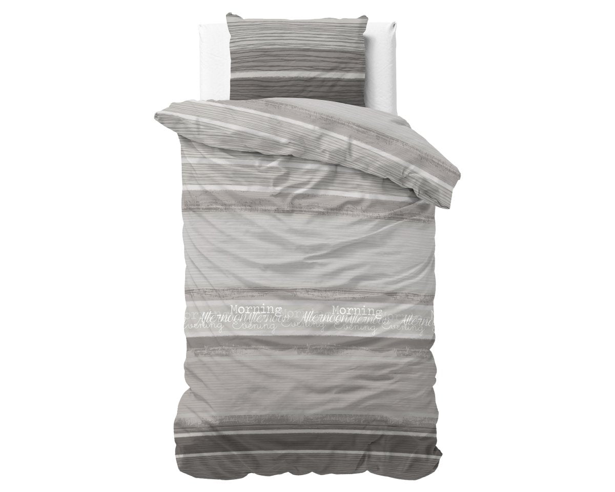 100% Cotton Duvet Cover Set Morning | Grey | Single - 135cm (W) x 200/220cm (L) - The Bedding & Blankets Store