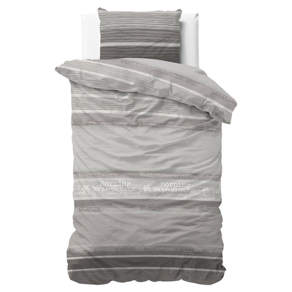 100% Cotton Duvet Cover Set Morning | Grey | Single - 135cm (W) x 200/220cm (L) - The Bedding & Blankets Store