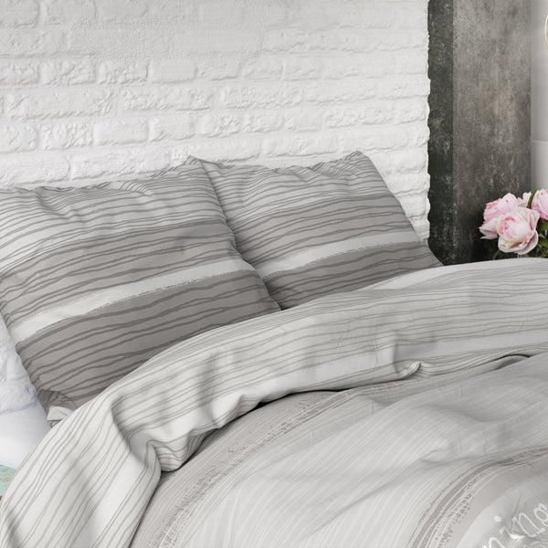 100% Cotton Duvet Cover Set Morning | Grey | Single - 135cm (W) x 200/220cm (L) - The Bedding & Blankets Store
