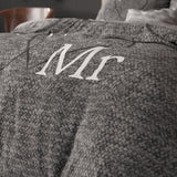100% Cotton Duvet Cover Set Mr And Mrs 3 | Anthracite | Single - 135cm (W) x 200cm (L) - The Bedding & Blankets Store