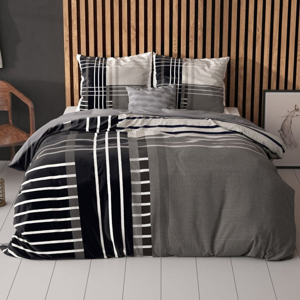 100% Cotton Duvet Cover Set Mr And Mrs 3 | Anthracite | Single - 135cm (W) x 200cm (L) - The Bedding & Blankets Store