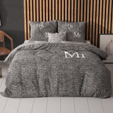 100% Cotton Duvet Cover Set Mr And Mrs 3 | Anthracite | Single - 135cm (W) x 200cm (L) - The Bedding & Blankets Store