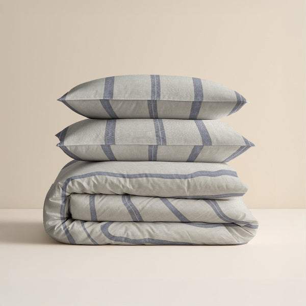 100% Cotton Duvet Cover Set Nautic | Beige | King Long - 240cm (W) x 220cm (L) - The Bedding & Blankets Store