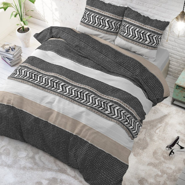100% Cotton Duvet Cover Set Northern Stripe | Grey | Single - 135cm (W) x 200/220cm (L) - The Bedding & Blankets Store