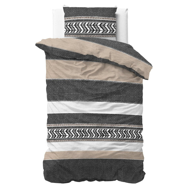 100% Cotton Duvet Cover Set Northern Stripe | Grey | Single - 135cm (W) x 200/220cm (L) - The Bedding & Blankets Store