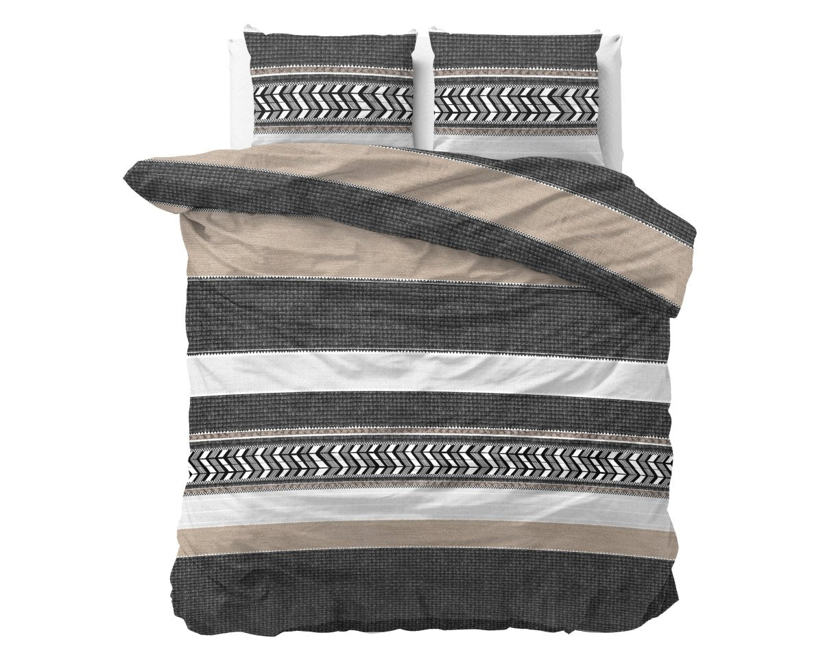 100% Cotton Duvet Cover Set Northern Stripe | Grey | Single - 135cm (W) x 200/220cm (L) - The Bedding & Blankets Store