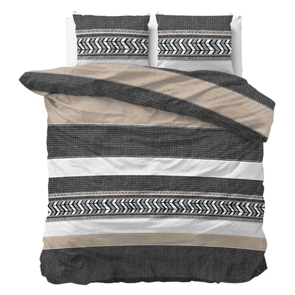 100% Cotton Duvet Cover Set Northern Stripe | Grey | Single - 135cm (W) x 200/220cm (L) - The Bedding & Blankets Store