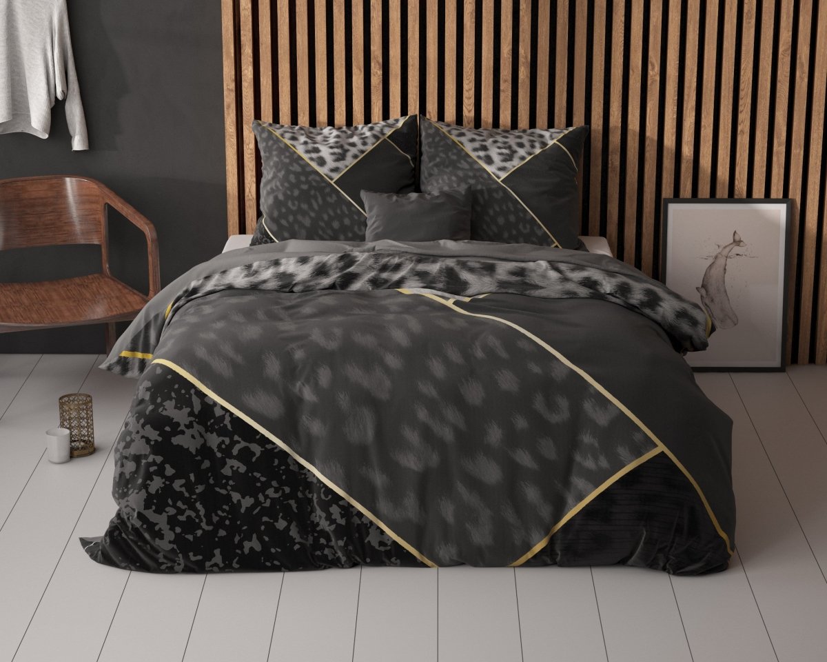 100% Cotton Duvet Cover Set Panther Vibe | Anthracite | Single - 135cm (W) x 200cm (L) - The Bedding & Blankets Store