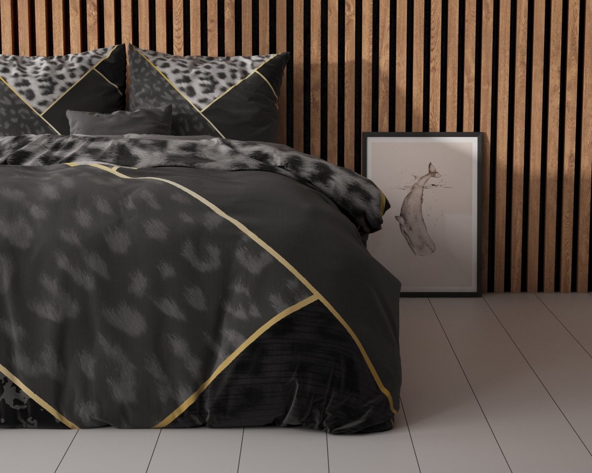 100% Cotton Duvet Cover Set Panther Vibe | Anthracite | Single - 135cm (W) x 200cm (L) - The Bedding & Blankets Store