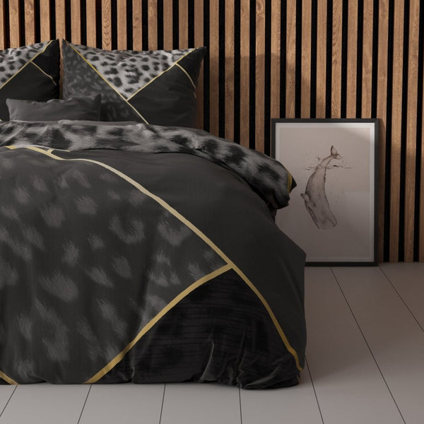 100% Cotton Duvet Cover Set Panther Vibe | Anthracite | Single - 135cm (W) x 200cm (L) - The Bedding & Blankets Store