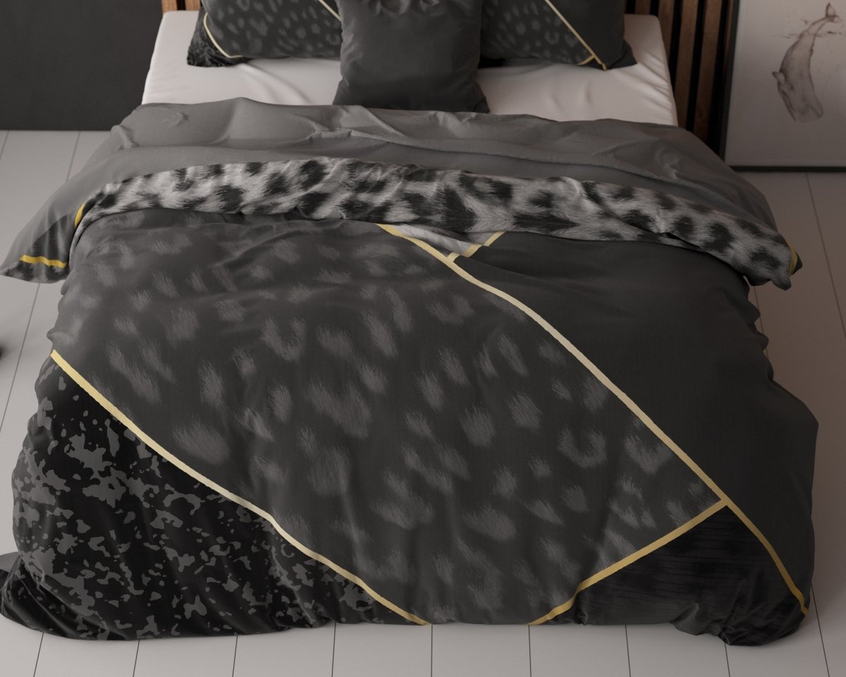 100% Cotton Duvet Cover Set Panther Vibe | Anthracite | Single - 135cm (W) x 200cm (L) - The Bedding & Blankets Store