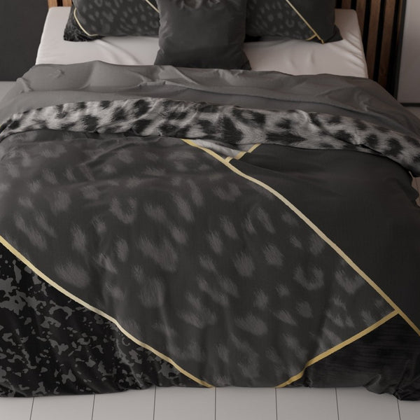 100% Cotton Duvet Cover Set Panther Vibe | Anthracite | Single - 135cm (W) x 200cm (L) - The Bedding & Blankets Store