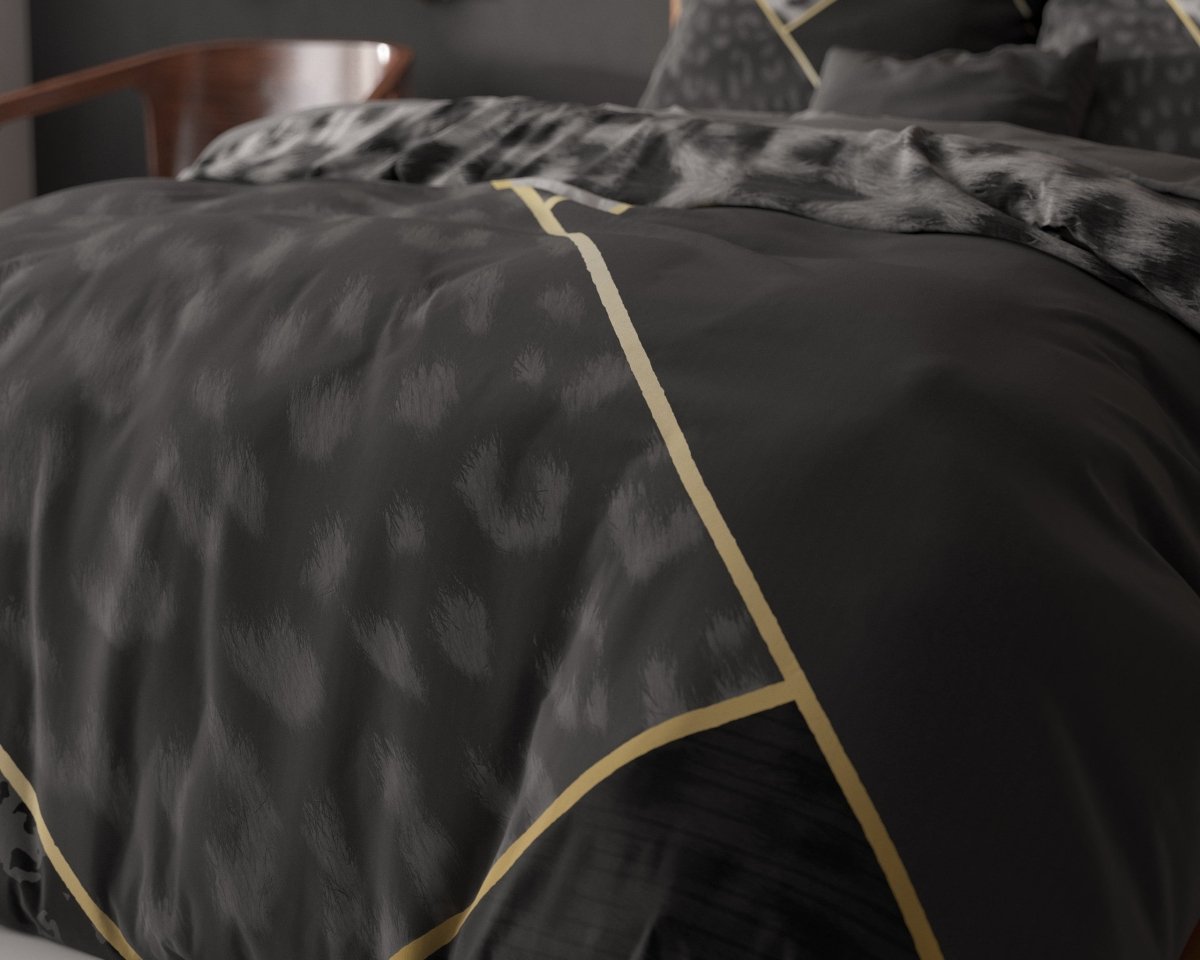 100% Cotton Duvet Cover Set Panther Vibe | Anthracite | Single - 135cm (W) x 200cm (L) - The Bedding & Blankets Store
