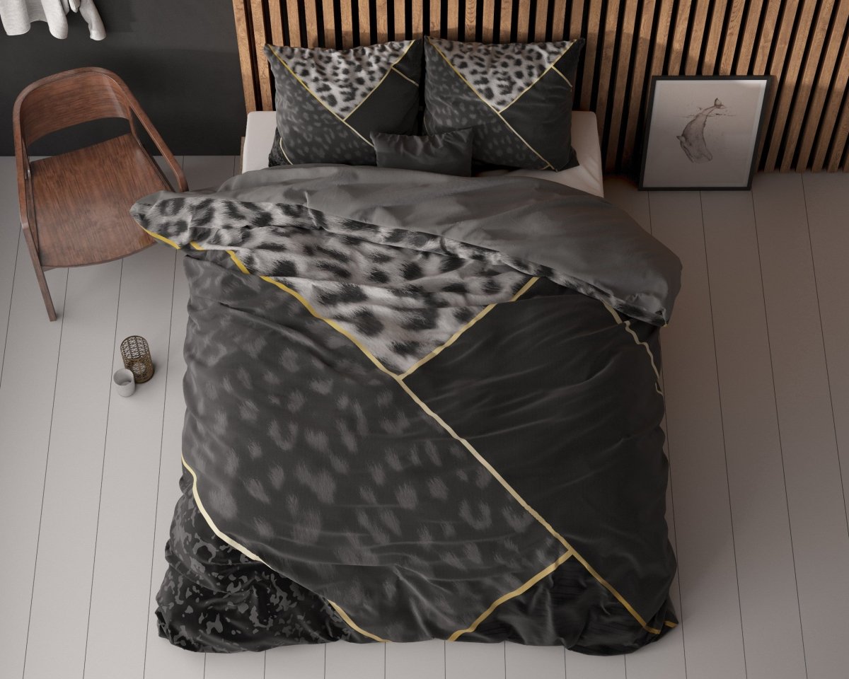 100% Cotton Duvet Cover Set Panther Vibe | Anthracite | Single - 135cm (W) x 200cm (L) - The Bedding & Blankets Store