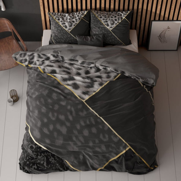 100% Cotton Duvet Cover Set Panther Vibe | Anthracite | Single - 135cm (W) x 200cm (L) - The Bedding & Blankets Store