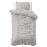 100% Cotton Duvet Cover Set Pinstripe | Taupe | King Long - 240cm (W) x 220cm (L) - The Bedding & Blankets Store