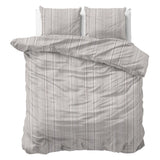 100% Cotton Duvet Cover Set Pinstripe | Taupe | King Long - 240cm (W) x 220cm (L) - The Bedding & Blankets Store