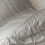 100% Cotton Duvet Cover Set Pinstripe | Taupe | King Long - 240cm (W) x 220cm (L) - The Bedding & Blankets Store