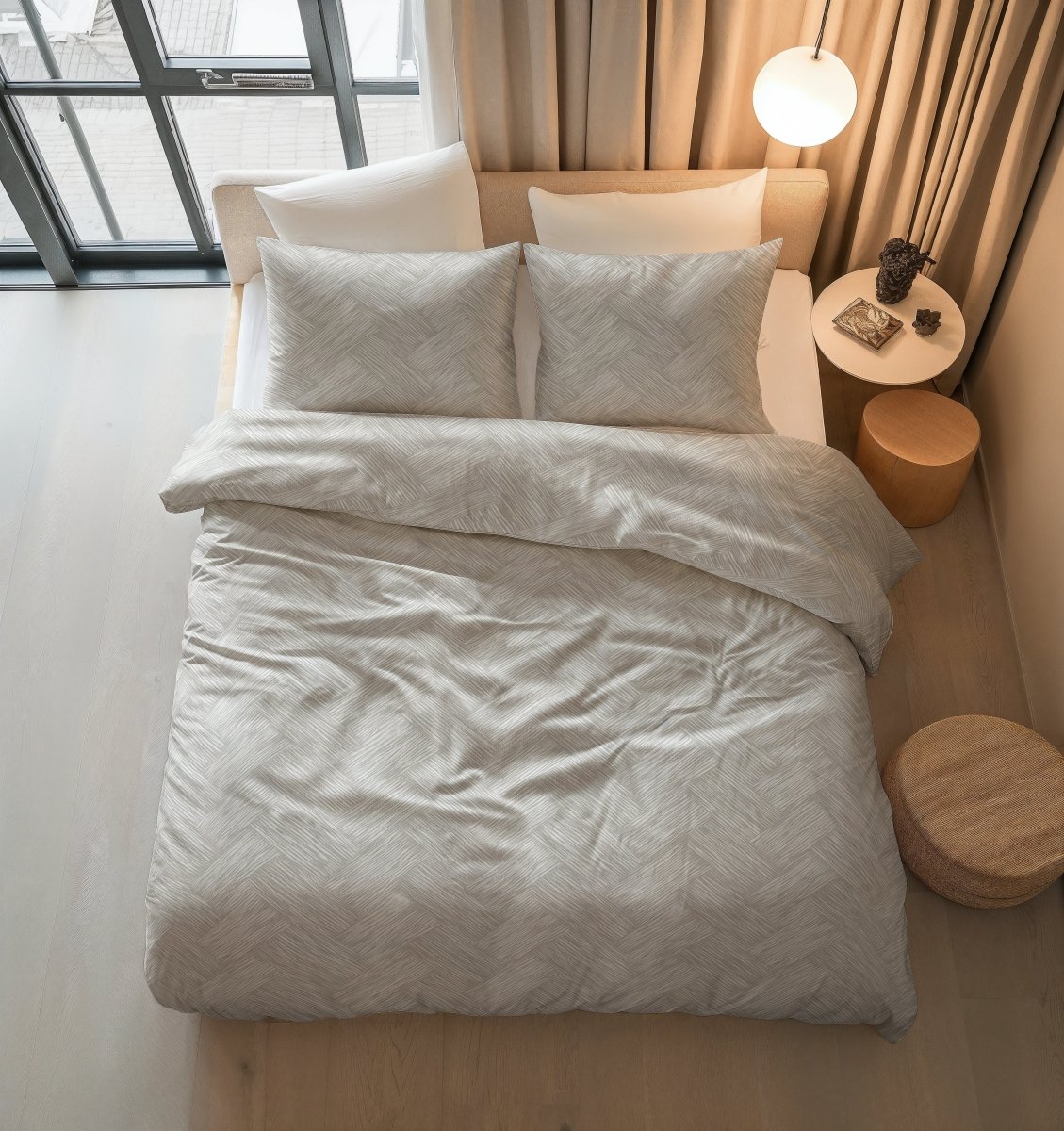 100% Cotton Duvet Cover Set Rattan | Silver Grey | Double - 200cm (W) x 200/220cm (L) - The Bedding & Blankets Store