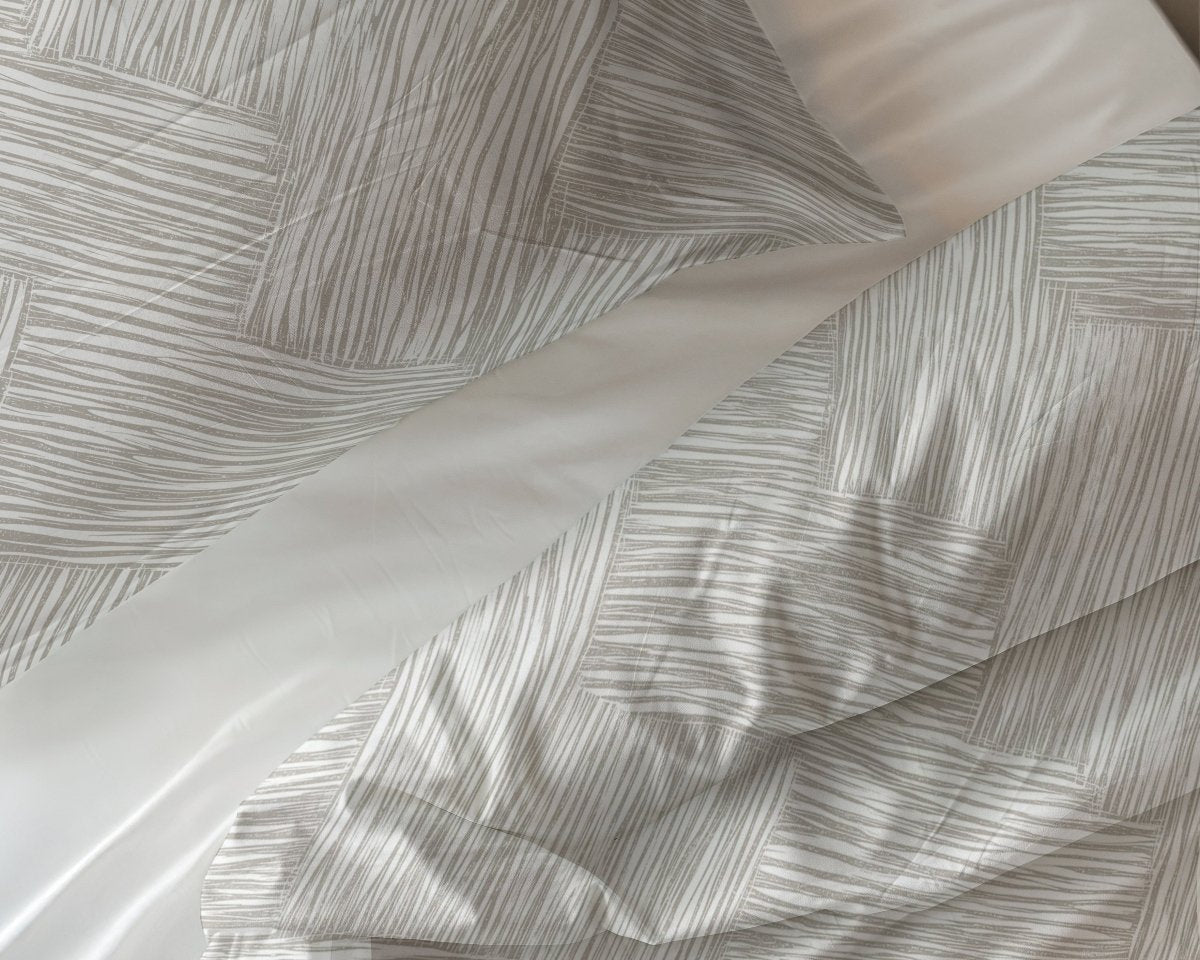 100% Cotton Duvet Cover Set Rattan | Silver Grey | Double - 200cm (W) x 200/220cm (L) - The Bedding & Blankets Store