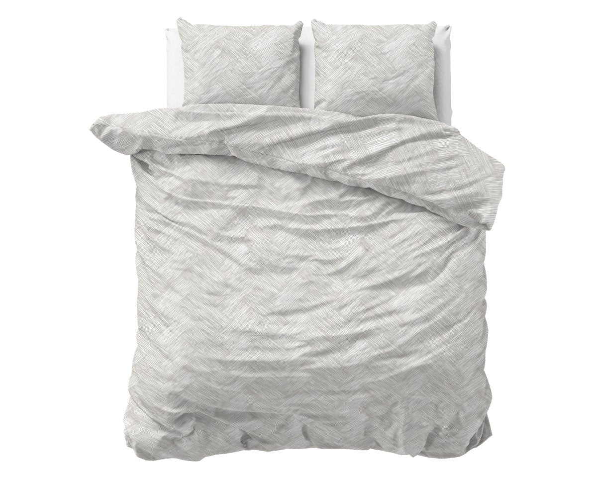 100% Cotton Duvet Cover Set Rattan | Silver Grey | Double - 200cm (W) x 200/220cm (L) - The Bedding & Blankets Store