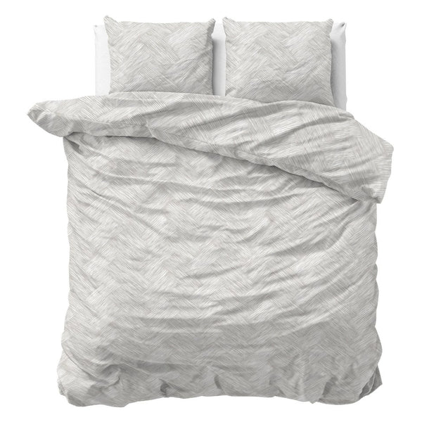 100% Cotton Duvet Cover Set Rattan | Silver Grey | Double - 200cm (W) x 200/220cm (L) - The Bedding & Blankets Store