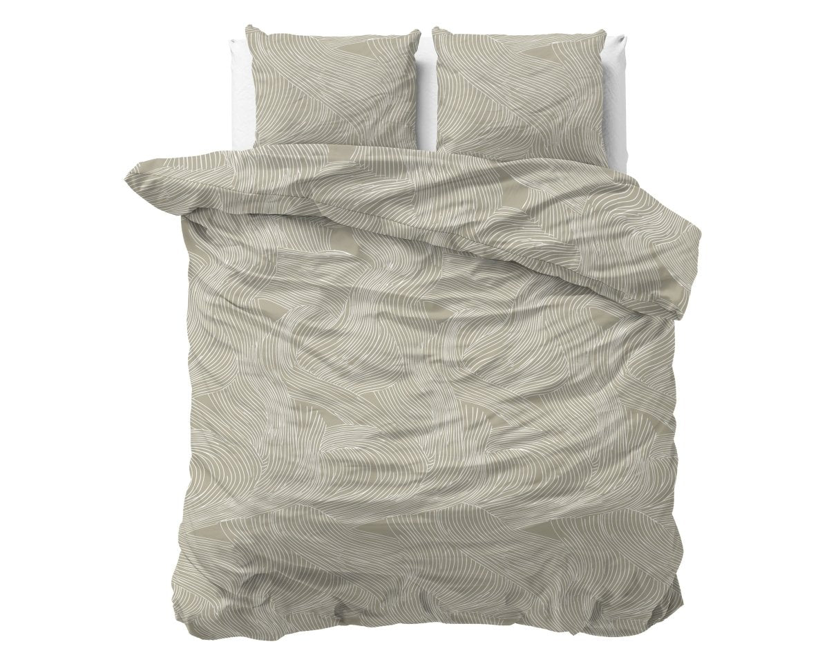 100% Cotton Duvet Cover Set Ripple | Taupe | King Long - 240cm (W) x 220cm (L) - The Bedding & Blankets Store