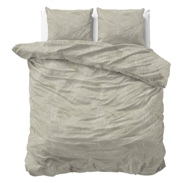 100% Cotton Duvet Cover Set Ripple | Taupe | King Long - 240cm (W) x 220cm (L) - The Bedding & Blankets Store