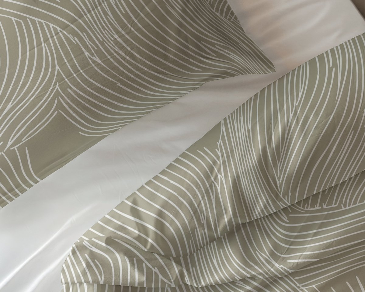 100% Cotton Duvet Cover Set Ripple | Taupe | King Long - 240cm (W) x 220cm (L) - The Bedding & Blankets Store