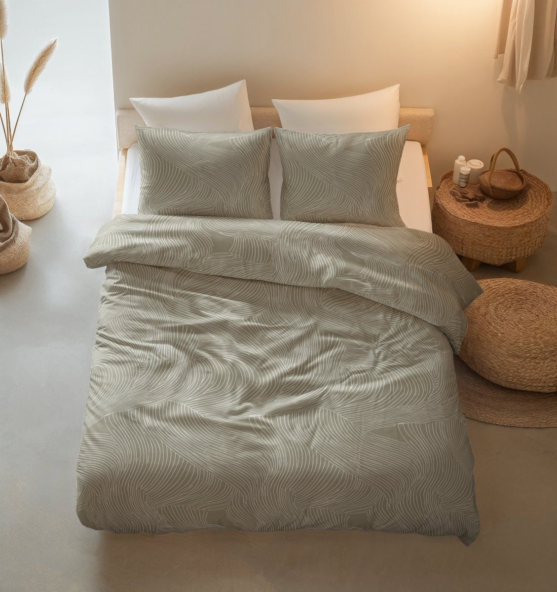 100% Cotton Duvet Cover Set Ripple | Taupe | King Long - 240cm (W) x 220cm (L) - The Bedding & Blankets Store