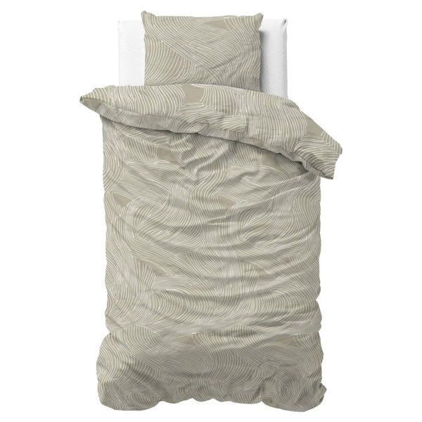 100% Cotton Duvet Cover Set Ripple | Taupe | King Long - 240cm (W) x 220cm (L) - The Bedding & Blankets Store