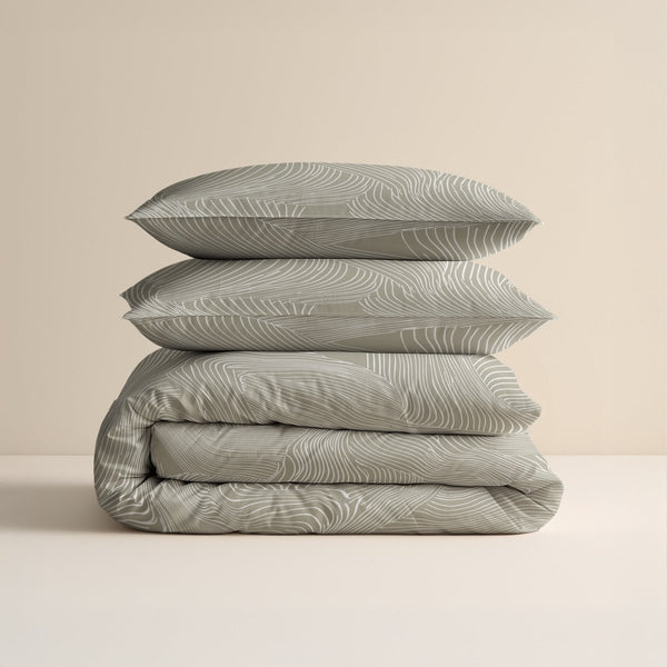 100% Cotton Duvet Cover Set Ripple | Taupe | King Long - 240cm (W) x 220cm (L) - The Bedding & Blankets Store