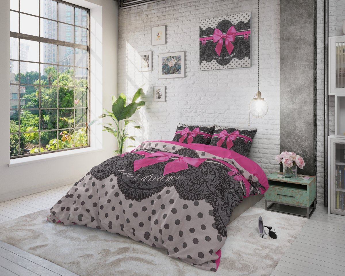 100% Cotton Duvet Cover Set Romance | Pink | King - 240cm (W) x 220cm (L) - The Bedding & Blankets Store