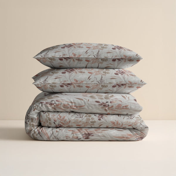 100% Cotton Duvet Cover Set Serta | Grey | King Long - 240cm (W) x 220cm (L) - The Bedding & Blankets Store