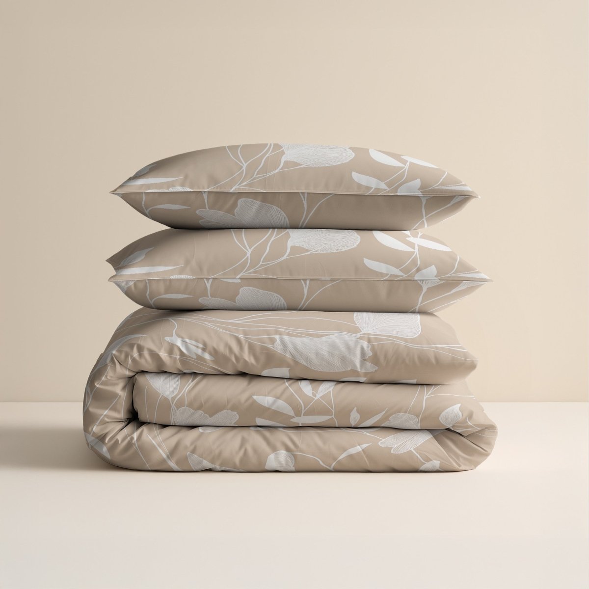 100% Cotton Duvet Cover Set Spring | Sand/Beige | Double - 200cm (W) x 200/220cm (L) - The Bedding & Blankets Store