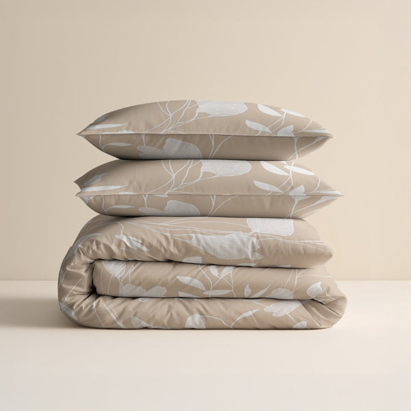 100% Cotton Duvet Cover Set Spring | Sand/Beige | Double - 200cm (W) x 200/220cm (L) - The Bedding & Blankets Store