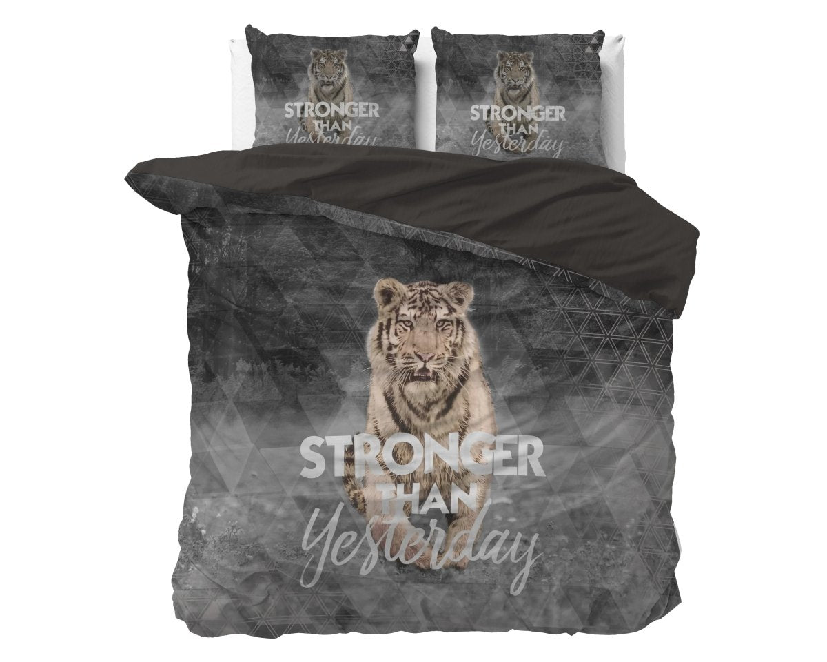 100% Cotton Duvet Cover Set Stronger | Grey | Double - 200cm (W) x 200/220cm (L) - The Bedding & Blankets Store