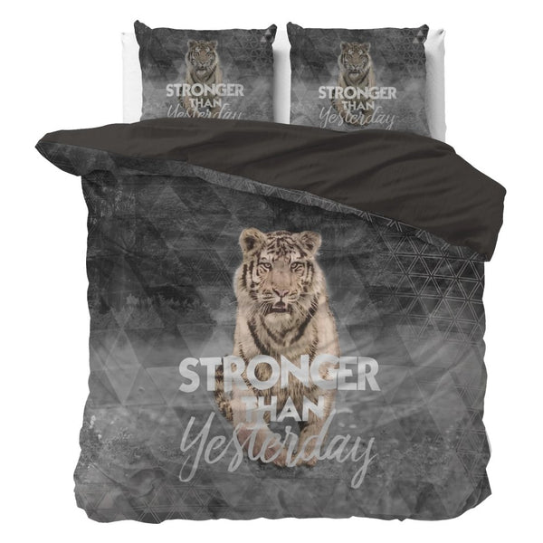 100% Cotton Duvet Cover Set Stronger | Grey | Double - 200cm (W) x 200/220cm (L) - The Bedding & Blankets Store