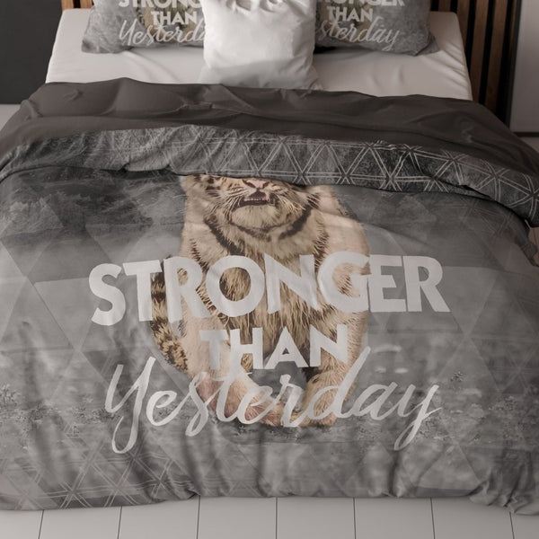 100% Cotton Duvet Cover Set Stronger | Grey | Single - 135cm (W) x 200/ 220cm (L) - The Bedding & Blankets Store
