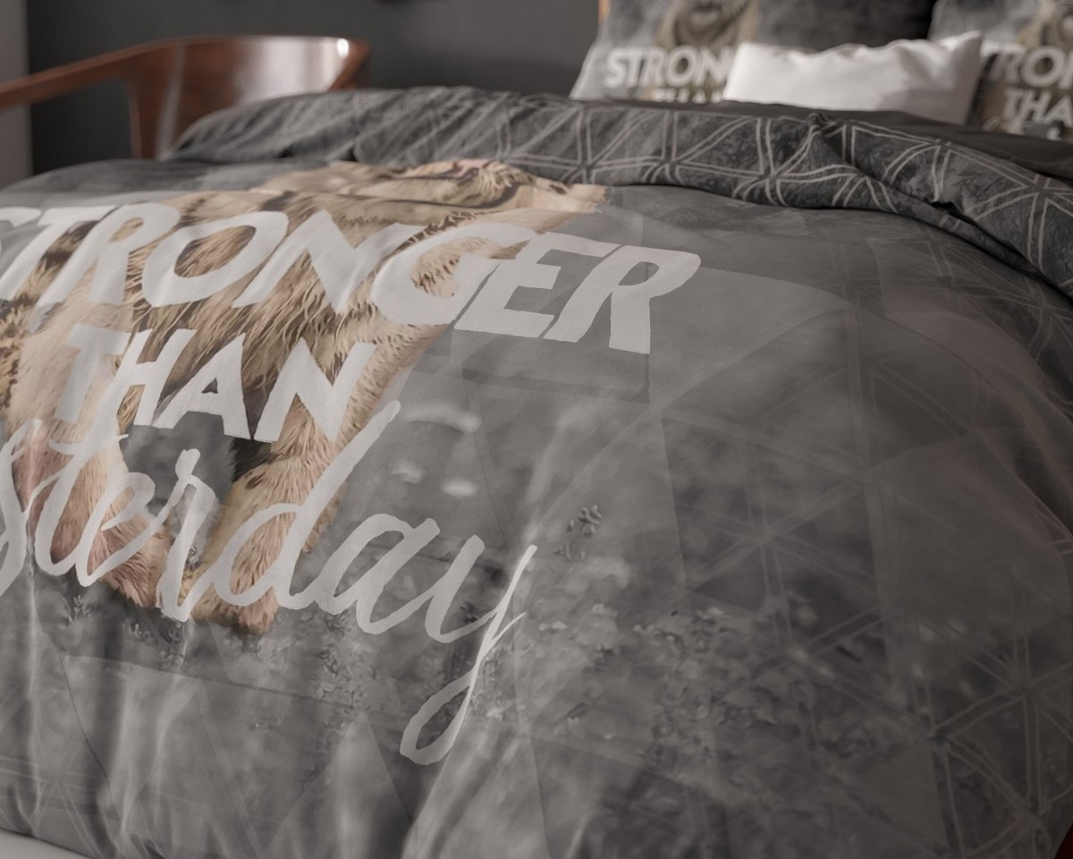 100% Cotton Duvet Cover Set Stronger | Grey | Single - 135cm (W) x 200/ 220cm (L) - The Bedding & Blankets Store