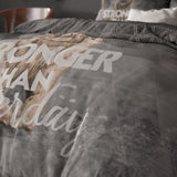 100% Cotton Duvet Cover Set Stronger | Grey | Single - 135cm (W) x 200/ 220cm (L) - The Bedding & Blankets Store
