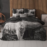 100% Cotton Duvet Cover Set Tigers | Grey | Single - 135cm (W) x 200cm (L) - The Bedding & Blankets Store