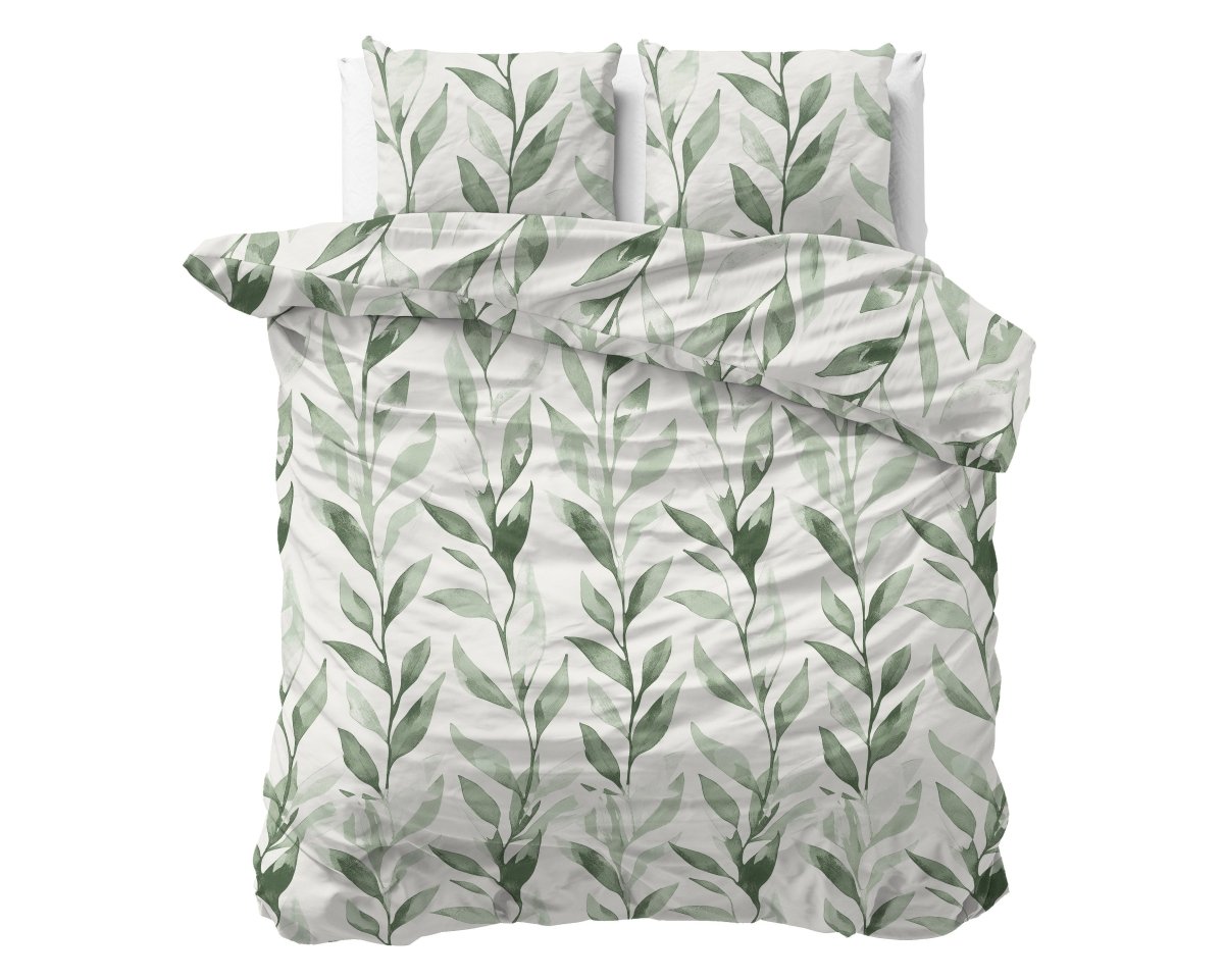100% Cotton Duvet Cover Set Urban Greenhouse | Green | Double - 200cm (W) x 200/220cm (L) - The Bedding & Blankets Store